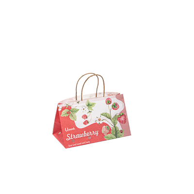 OEM Printed Fruit Paper Bags With Handles Box Packing Uncoated Lining