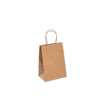 Custom Logo Printed Fast Food Packaging Brown Kraft Paper Bag With Handles