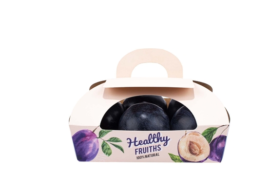 Vegetable Fruit Kraft Paper Box With Handle Compostable Recyclable