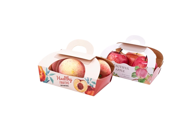 Take Out Fruit Paper Box , Vegetable Cardboard Boxes With Handle