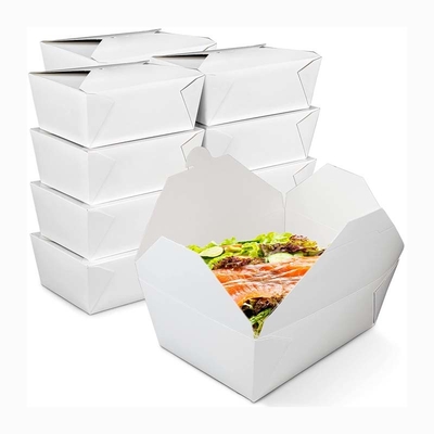 Rectangle Paper Takeaway Food Containers In Brown/White/Customized