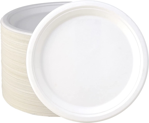 Round Sugarcane Biodegradable Plates , Eco Friendly Paper Plates For Restaurants