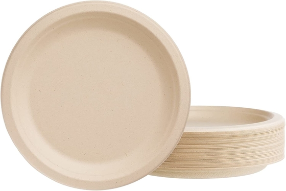Compostable 7 Inch Paper Plates , Disposable Bagasse Plates Waterproof
