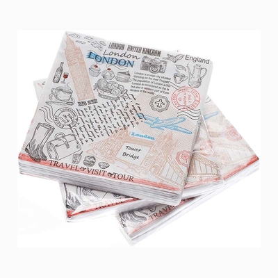 2 Ply 3 Ply Serviette Napkin Tissue , Disposable Custom Printed Cocktail Napkins