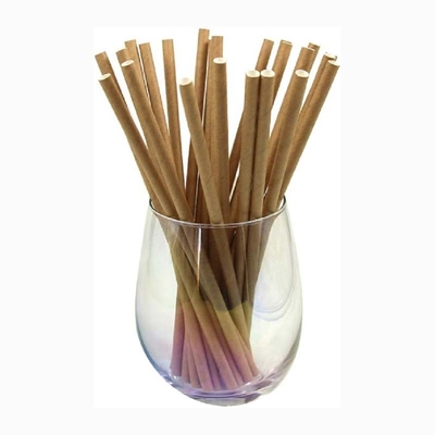 Disposable Bamboo Drinking Straw , Brown Paper Straws Recyclable