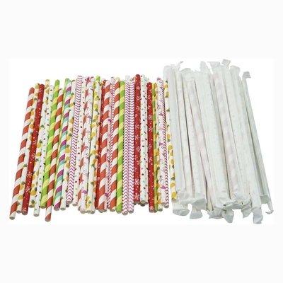 198mm×6mm Paper Drinking Straws Rainbow Color For Hot Drinks