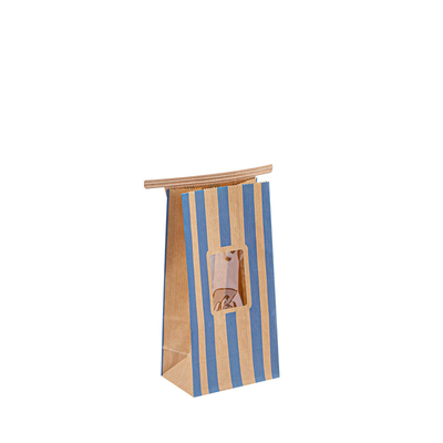 Tin Tie Dessert Kraft Paper Bag With Window For Takeaway Fast Food
