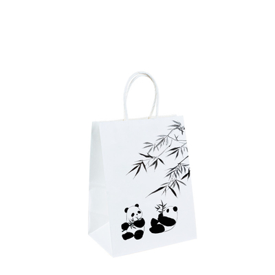 Eco Friendly Kraft Paper Shopping Bags With Uncoated Lining Paper Twist Rope