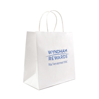 100gsm - 150gsm Paper Takeaway Bag White Twist Rope Handle Paper Bags