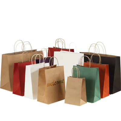 Uncoated Lining Twisted Handle Paper Bags Customized Size OEM / ODM