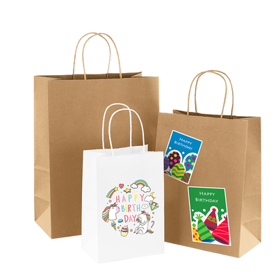 Recyclable Handle Paper Bags 100gsm - 150gsm Twisted Paper Handle Bags