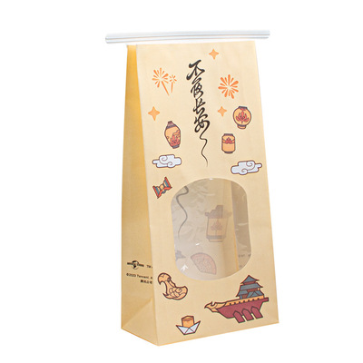 Oil Resistant Kraft Paper Packing Bags For Takeaway / Fast Food / Bakery Goods