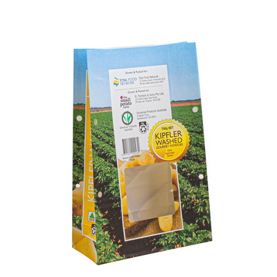 Food Grade Printed Kraft Paper Pouches Strong Bottom Greaseproof