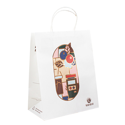 Brown/White Customized Shopping Handle Bags With 100gsm-200gsm Thickness