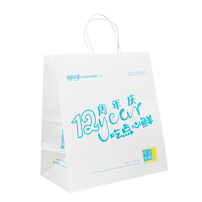 Paper Twist Rope Eco Friendly Paper Bag 8 Color Flexo Printing Handle Paper Bags