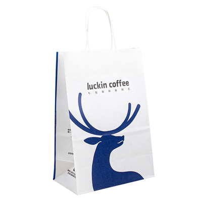 Thick 100gsm - 150gsm Handle Paper Bags For Gift / Restaurant / Grocery
