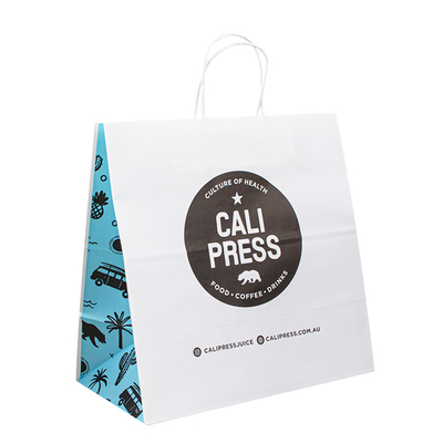 Takeaway Handle Paper Bags with Uncoated Lining Suitable for 10kg Carry Weight