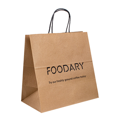 OEM / ODM Twisted Paper Handle Bags 80gsm - 200gsm Thickness Eco Friendly