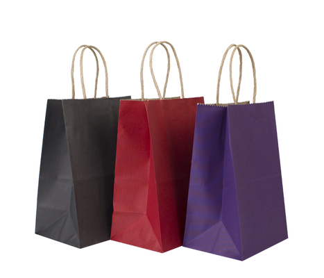 Uncoated Handle Paper Bags Brown/White/Customized For Bakery Goods