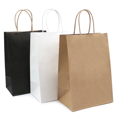 Flexo Printing Surface Handling Paper T Shirt Bags Carry Weight 10kg Ribbon Handle