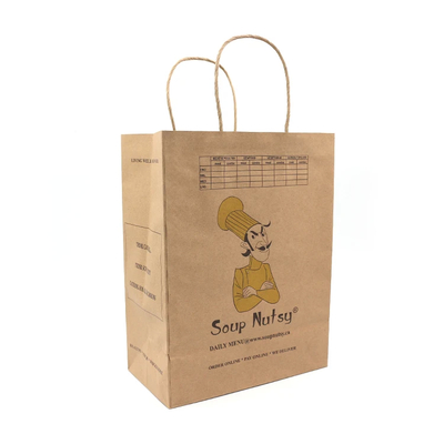 Wet Strength Kraft Paper Fruit Shopping Paper Bag Recyclable Customization
