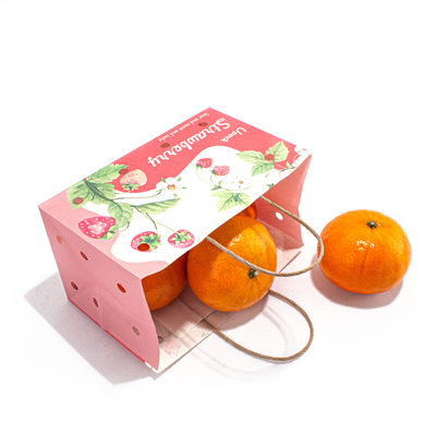 Fruit Vegetable Packaging Paper Bag CMYK /  Pantone Color With Uncoated Lining