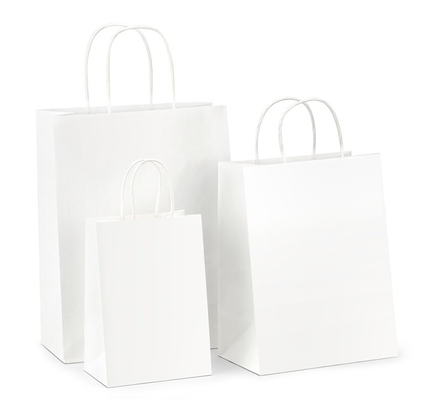 Gift Shopping Handle Paper Bags Custom Luxury Black White Brown Kraft Paper