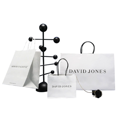 OEM ODM White Paper Bags With Handles 8 Color Flexo Printing Customized