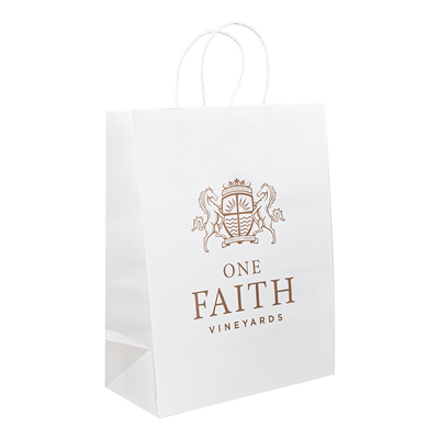 Custom Order Accepted Recycled Paper Bags With Handles 8 Color Flexo Printing